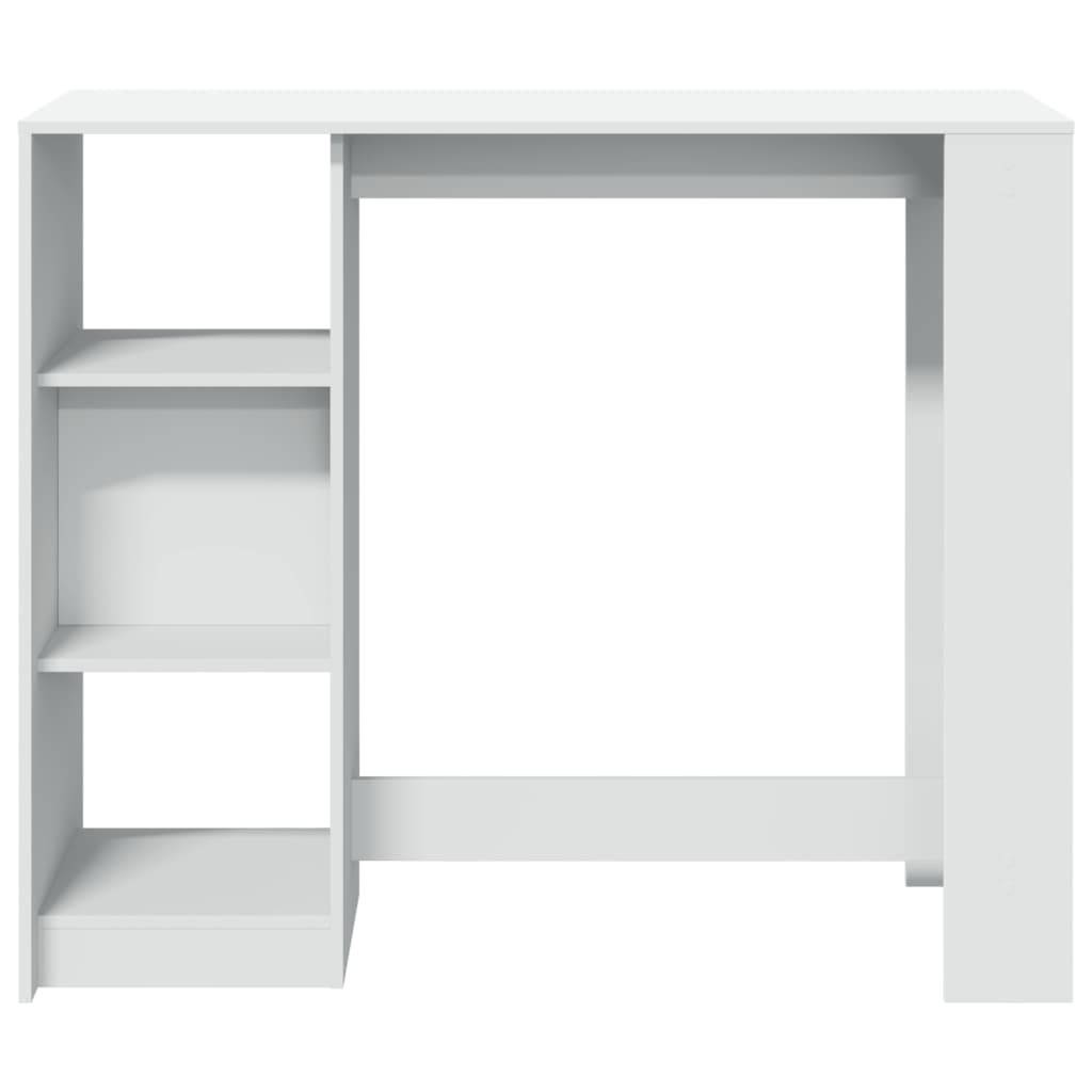 vidaXL Mesa bar con estante madera ingeniería blanca 124x46x103,5 cm