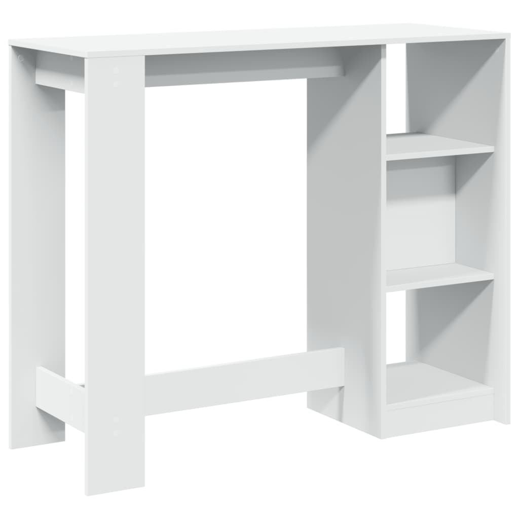 vidaXL Mesa bar con estante madera ingeniería blanca 124x46x103,5 cm