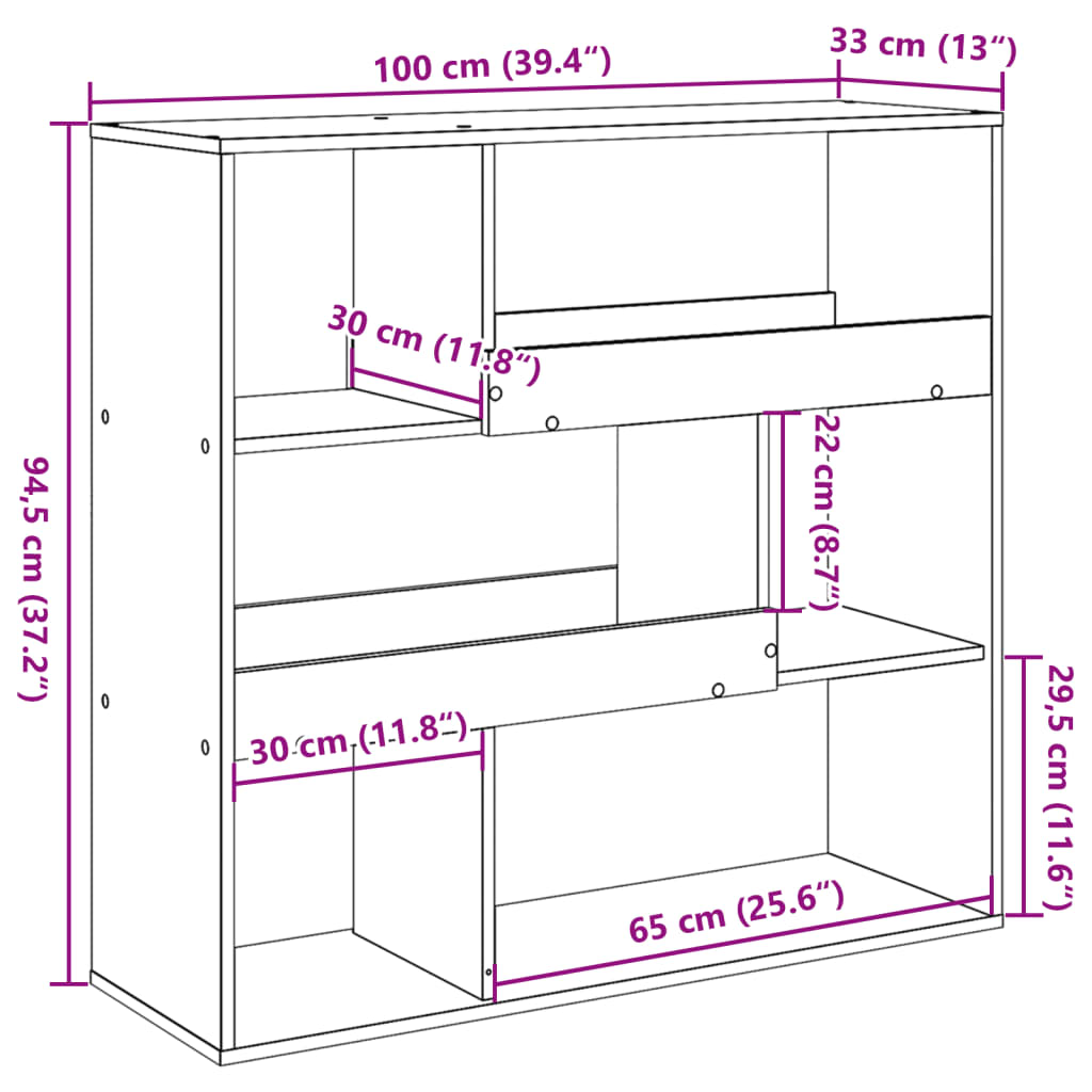 vidaXL Estantería/divisor de espacios blanco 100x33x94,5 cm