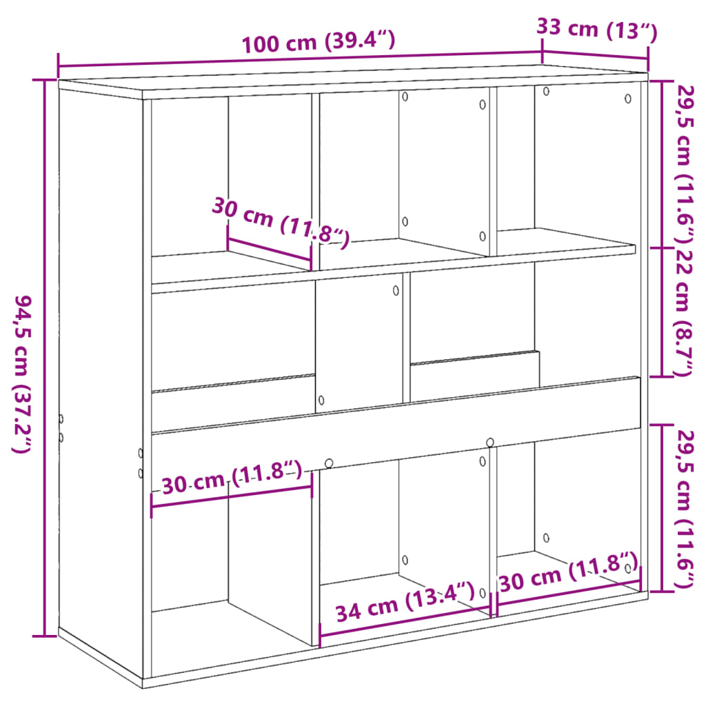 vidaXL Estantería divisor de espacios roble Sonoma 100x33x94,5 cm