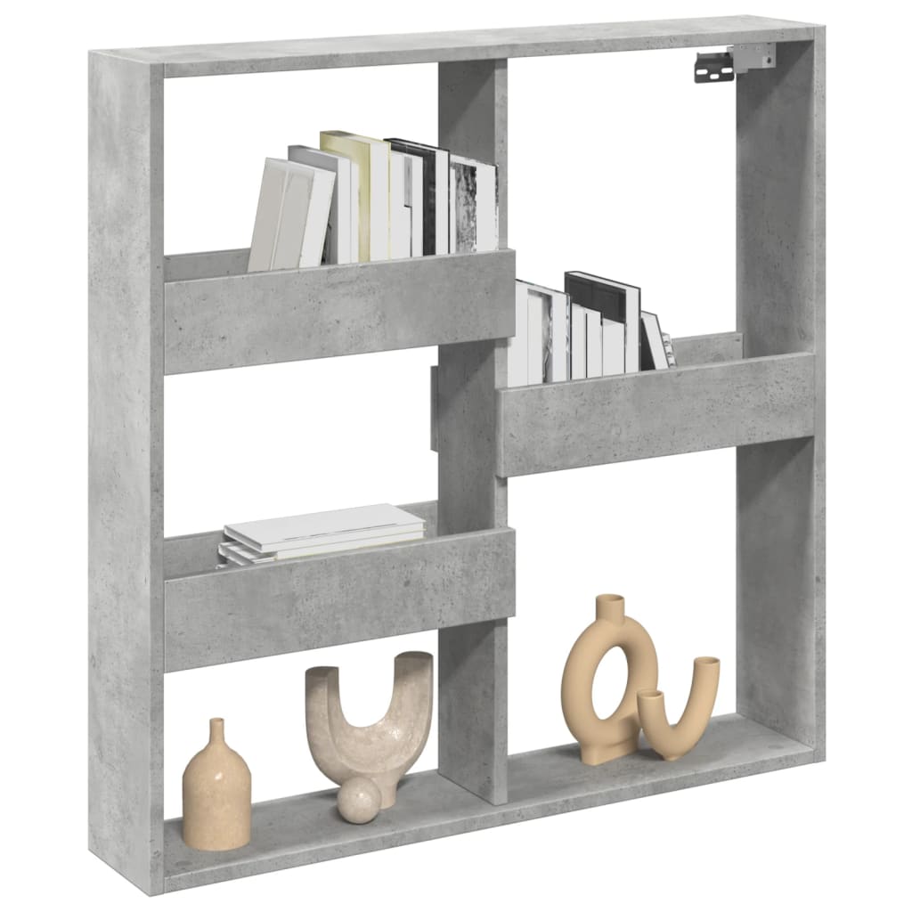 vidaXL Armario de pared madera ingeniería gris hormigón 80x15x80 cm