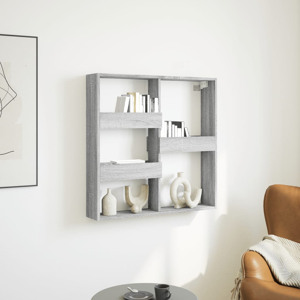 vidaXL Armario de pared madera de ingeniería gris Sonoma 80x15x80 cm