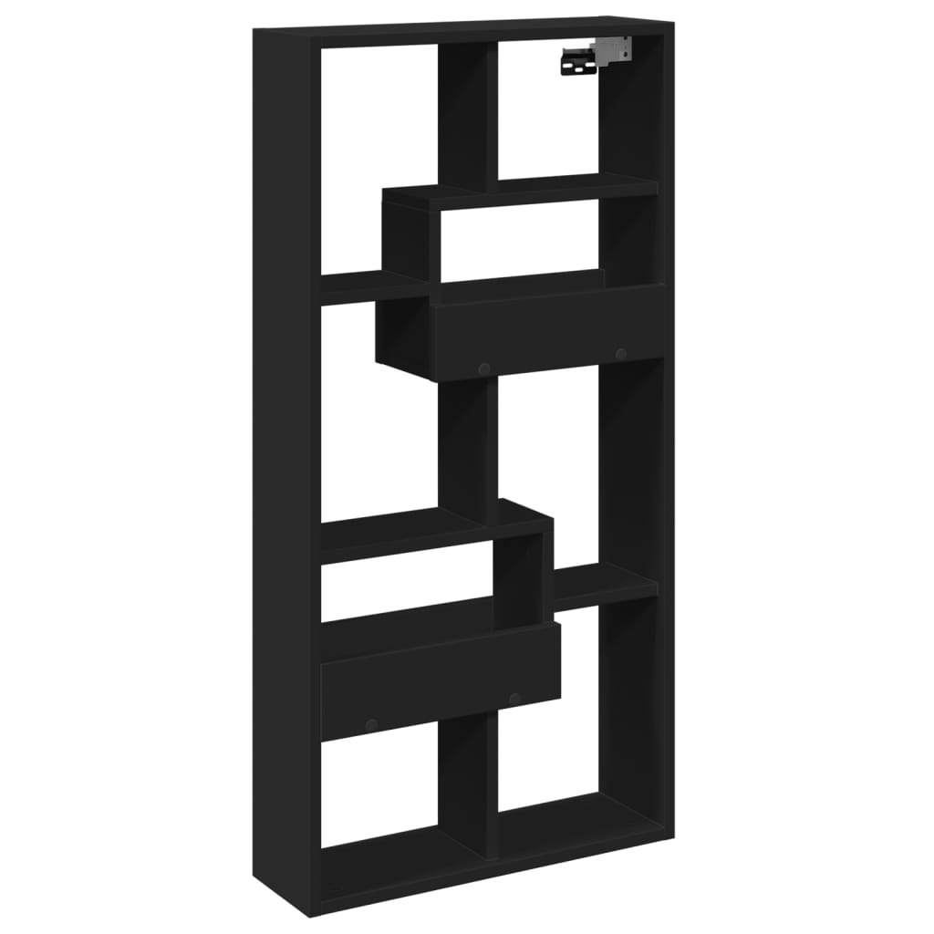 vidaXL Armario de pared madera de ingeniería negro 50x15x100 cm