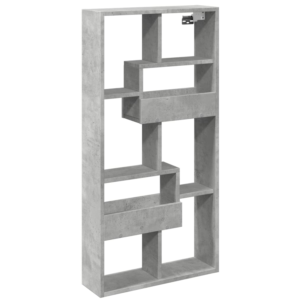 vidaXL Armario de pared madera ingeniería gris hormigón 50x15x100 cm