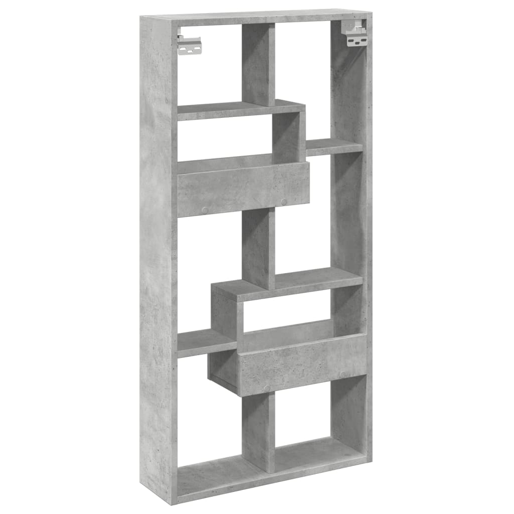 vidaXL Armario de pared madera ingeniería gris hormigón 50x15x100 cm