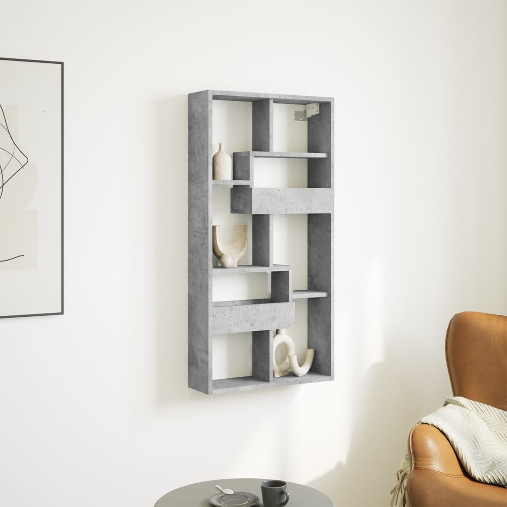 vidaXL Armario de pared madera ingeniería gris hormigón 50x15x100 cm