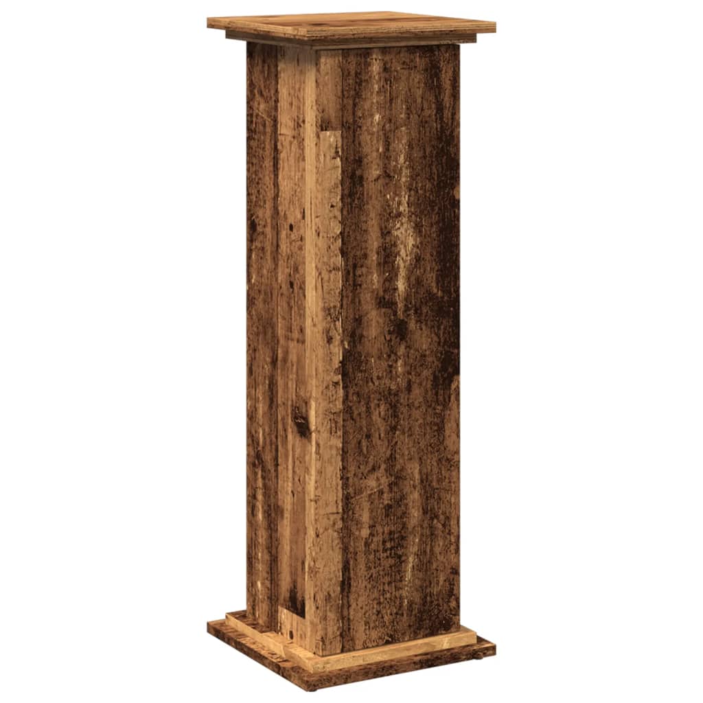 vidaXL Pedestal expositor con almacenaje madera envejecida 31x30x90 cm