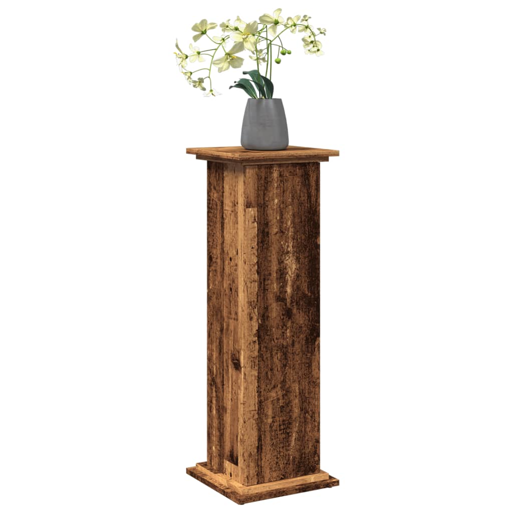 vidaXL Pedestal expositor con almacenaje madera envejecida 31x30x90 cm