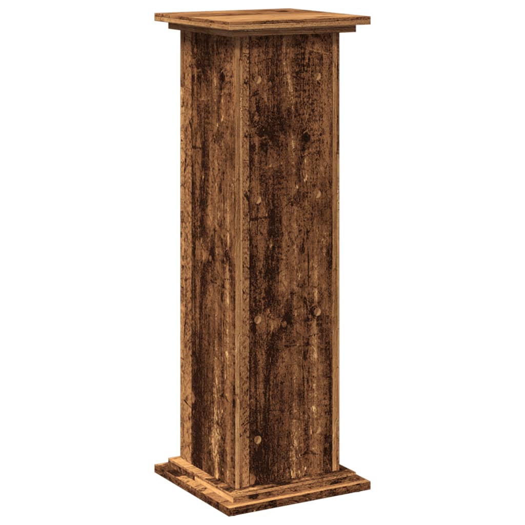 vidaXL Pedestal expositor con almacenaje madera envejecida 31x30x90 cm