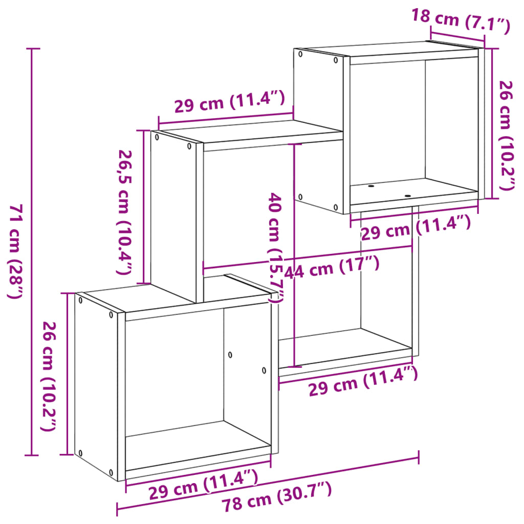 vidaXL Armario de pared madera de ingeniería blanco 78x18x71 cm