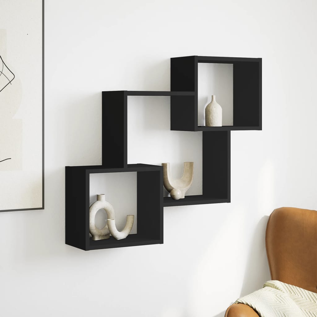 vidaXL Armario de pared madera de ingeniería negro 78x18x71 cm