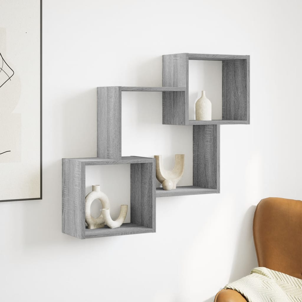 vidaXL Armario de pared madera de ingeniería gris Sonoma 78x18x71 cm