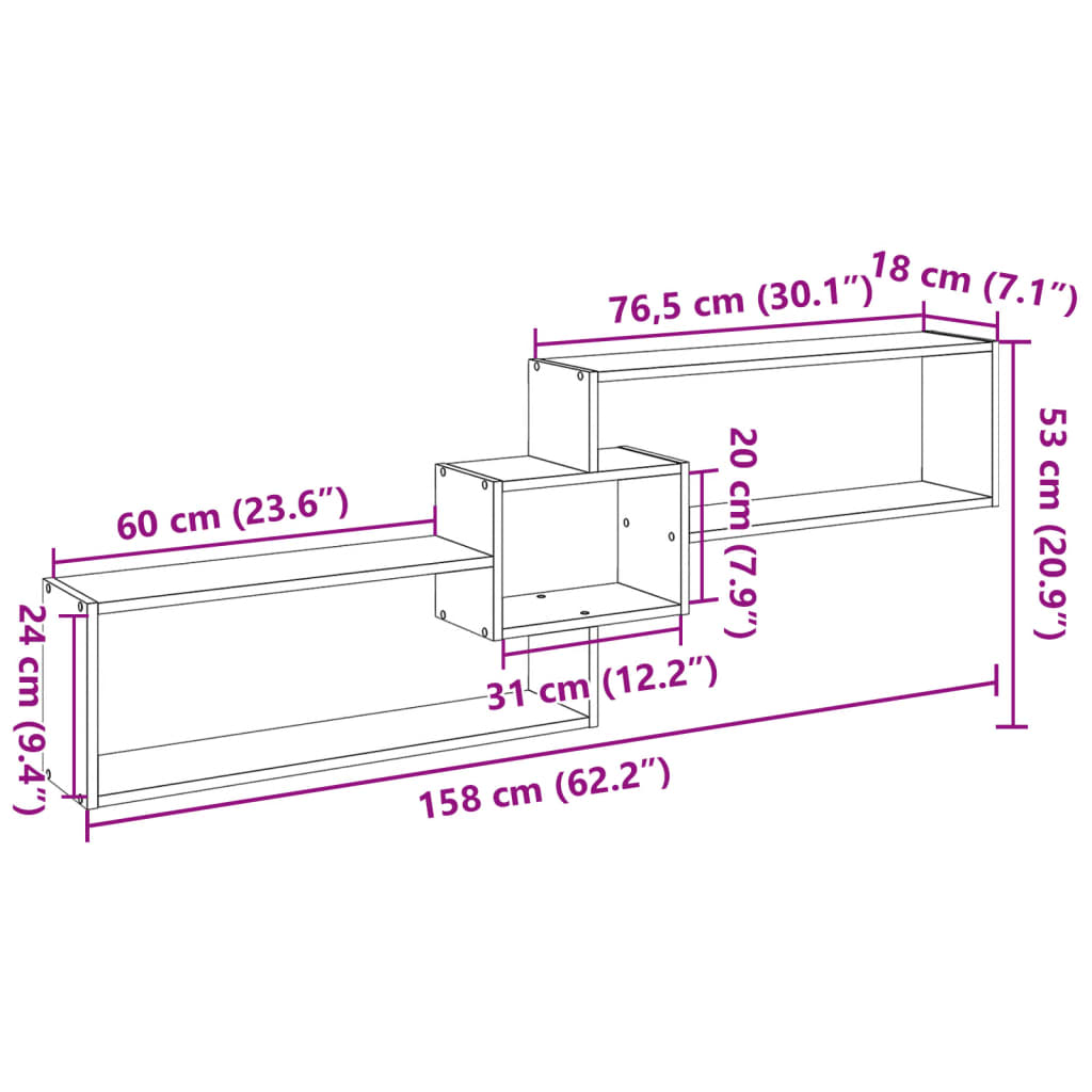 vidaXL Armario de pared madera de ingeniería blanco 158x18x53 cm