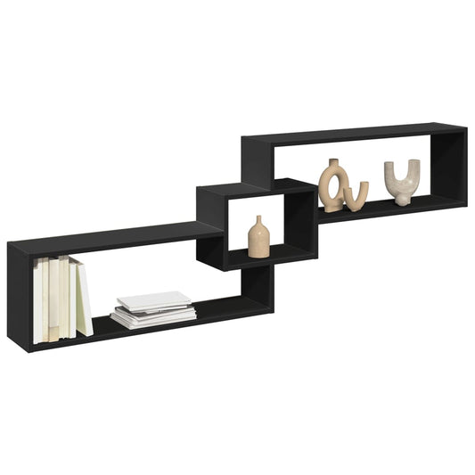 vidaXL Armario de pared madera de ingeniería negro 158x18x53 cm