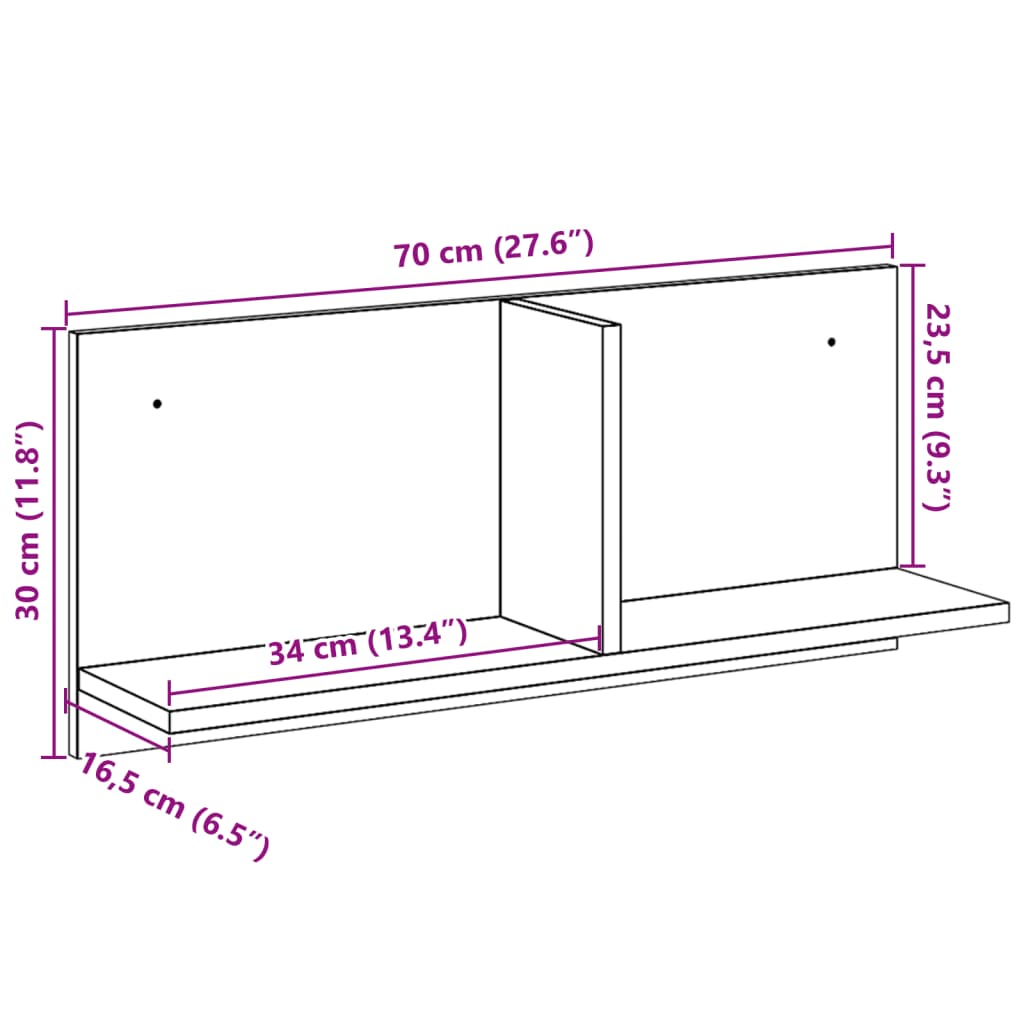 vidaXL Armario de pared madera de ingeniería blanco 70x16,5x30 cm