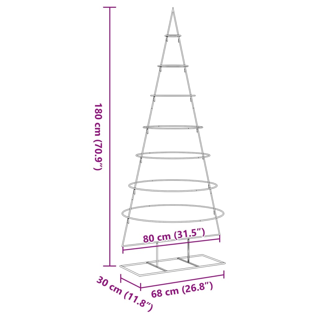 vidaXL Árbol de Navidad para decoración metal negro 180 cm