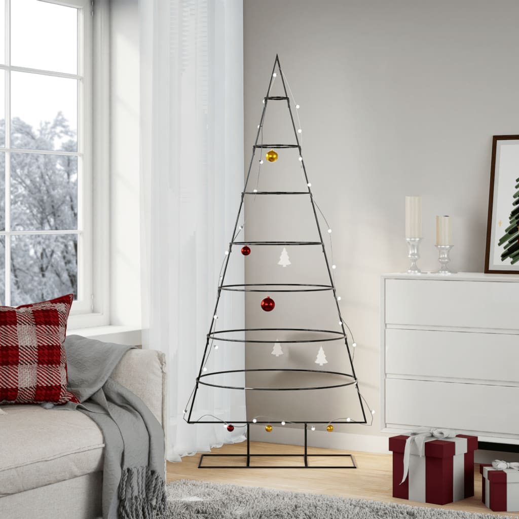 vidaXL Árbol de Navidad para decoración metal negro 180 cm