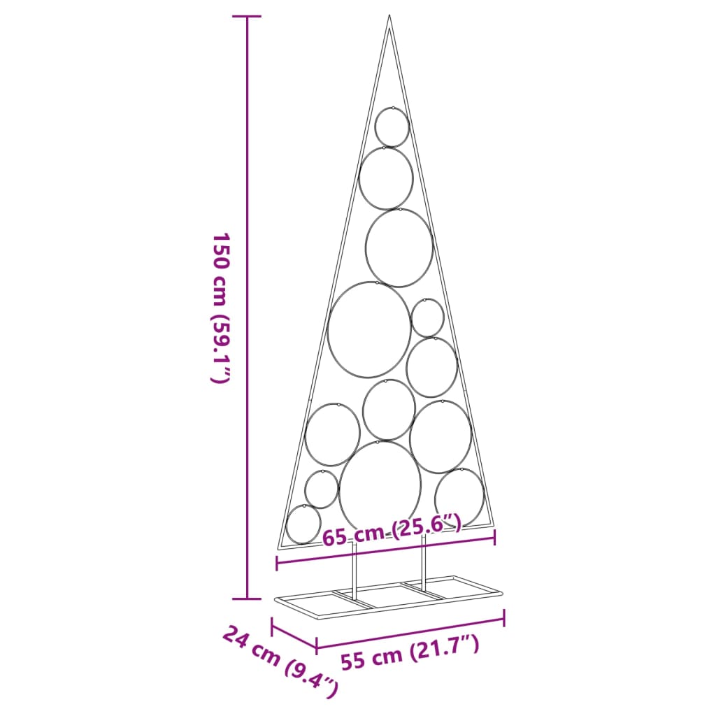 vidaXL Árbol de Navidad para decoración metal negro 150 cm