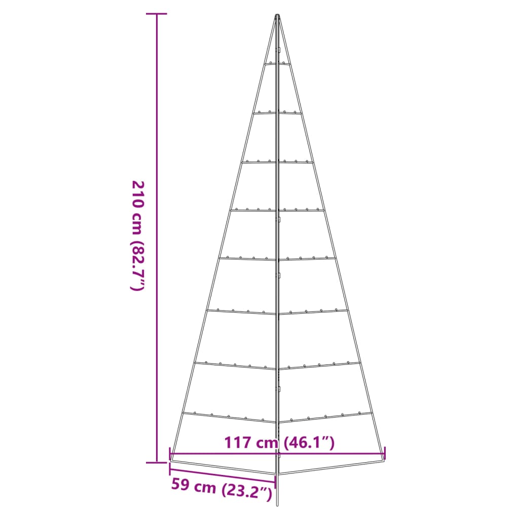 vidaXL Árbol de Navidad para decoración metal negro 210 cm