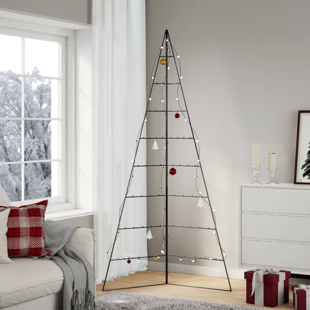 vidaXL Árbol de Navidad para decoración metal negro 210 cm