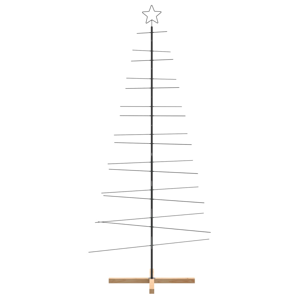 vidaXL Árbol de Navidad metal negro con base de madera 210 cm