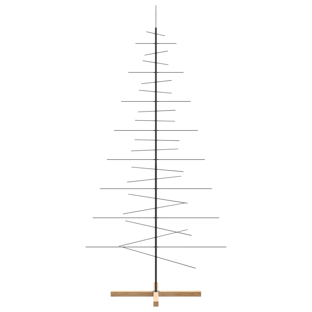 vidaXL Árbol de Navidad metal negro con base de madera 210 cm