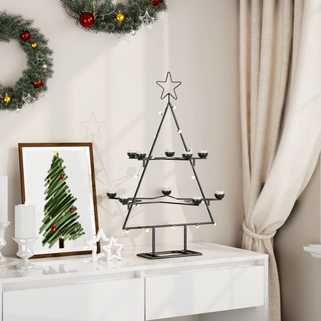 vidaXL Árbol de Navidad para decoración metal negro 75 cm