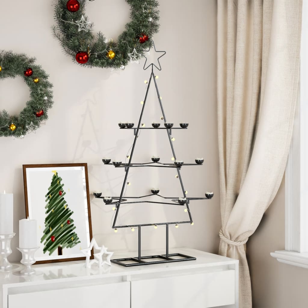 vidaXL Árbol de Navidad para decoración metal negro 105 cm