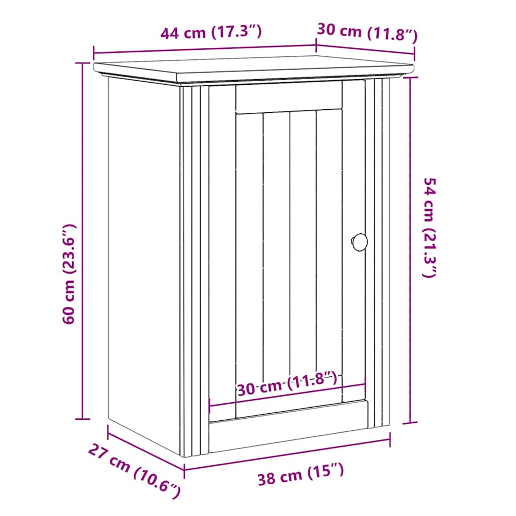 vidaXL Armario de pared para baño BODO blanco y marrón 44x30x60 cm