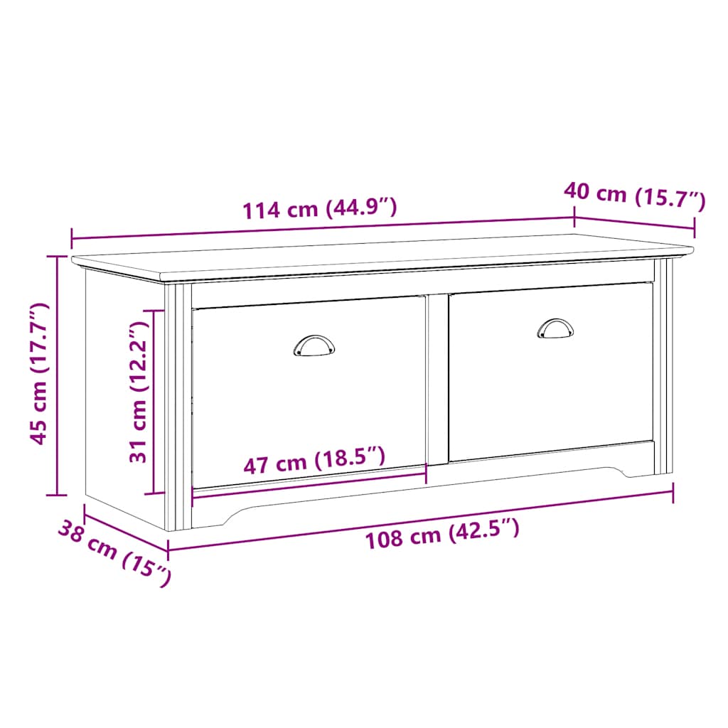 vidaXL Banco de recibidor BODO blanco 114x40x45 cm