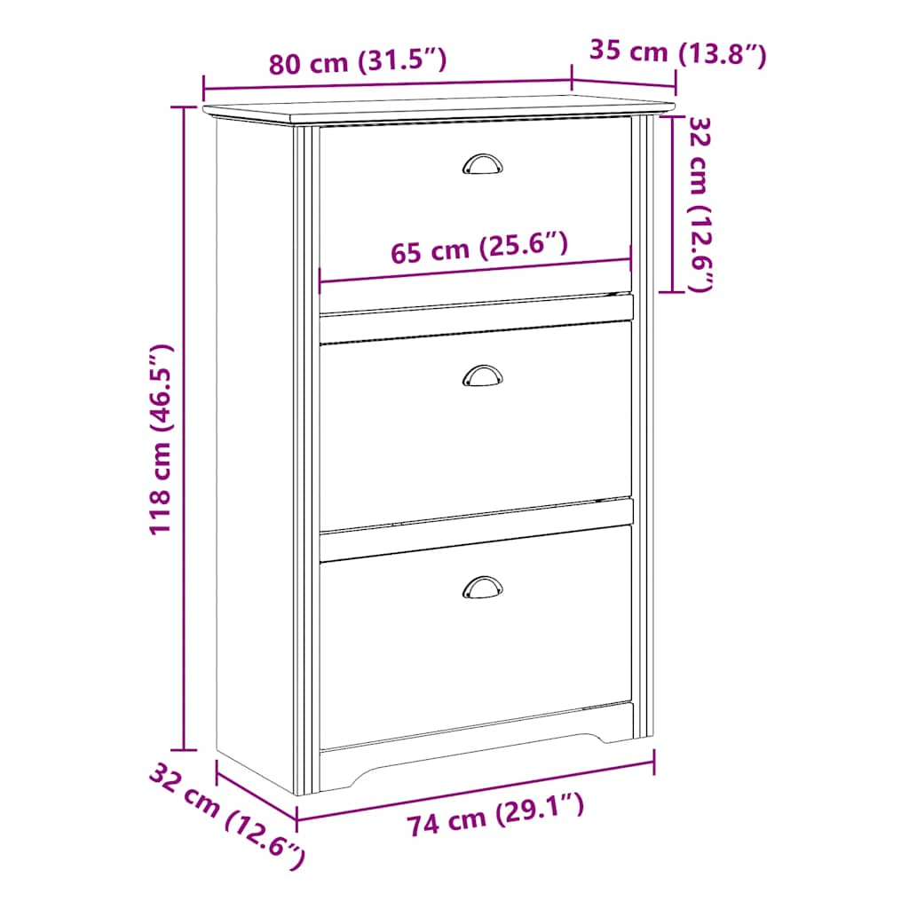 vidaXL Zapatero BODO blanco 80x35x118 cm