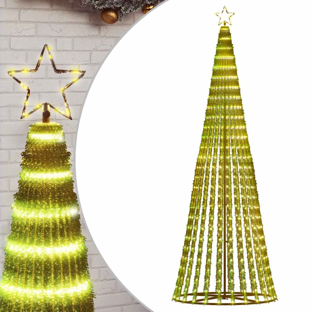 vidaXL Árbol de Navidad cono de luz 475 LEDs blanco cálido 247 cm