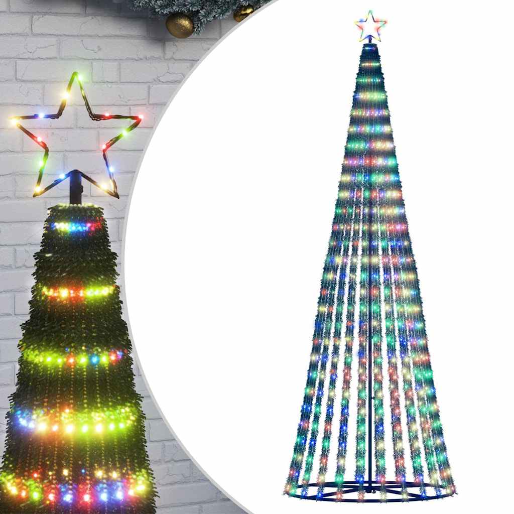 vidaXL Árbol de Navidad cono de luz 475 LEDs de colores 247 cm