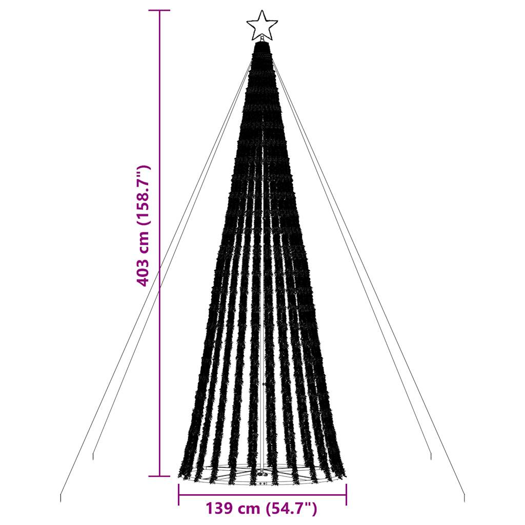 vidaXL Árbol de Navidad cono de luz 1028 LEDs blanco cálido 403 cm