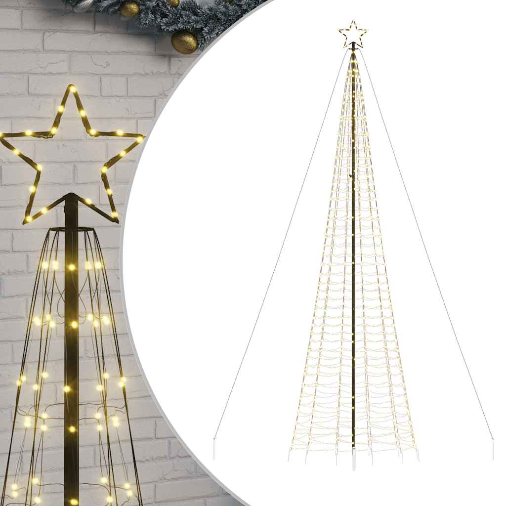 vidaXL Árbol de Navidad cono con estacas 1534 LEDs blanco cálido 500cm