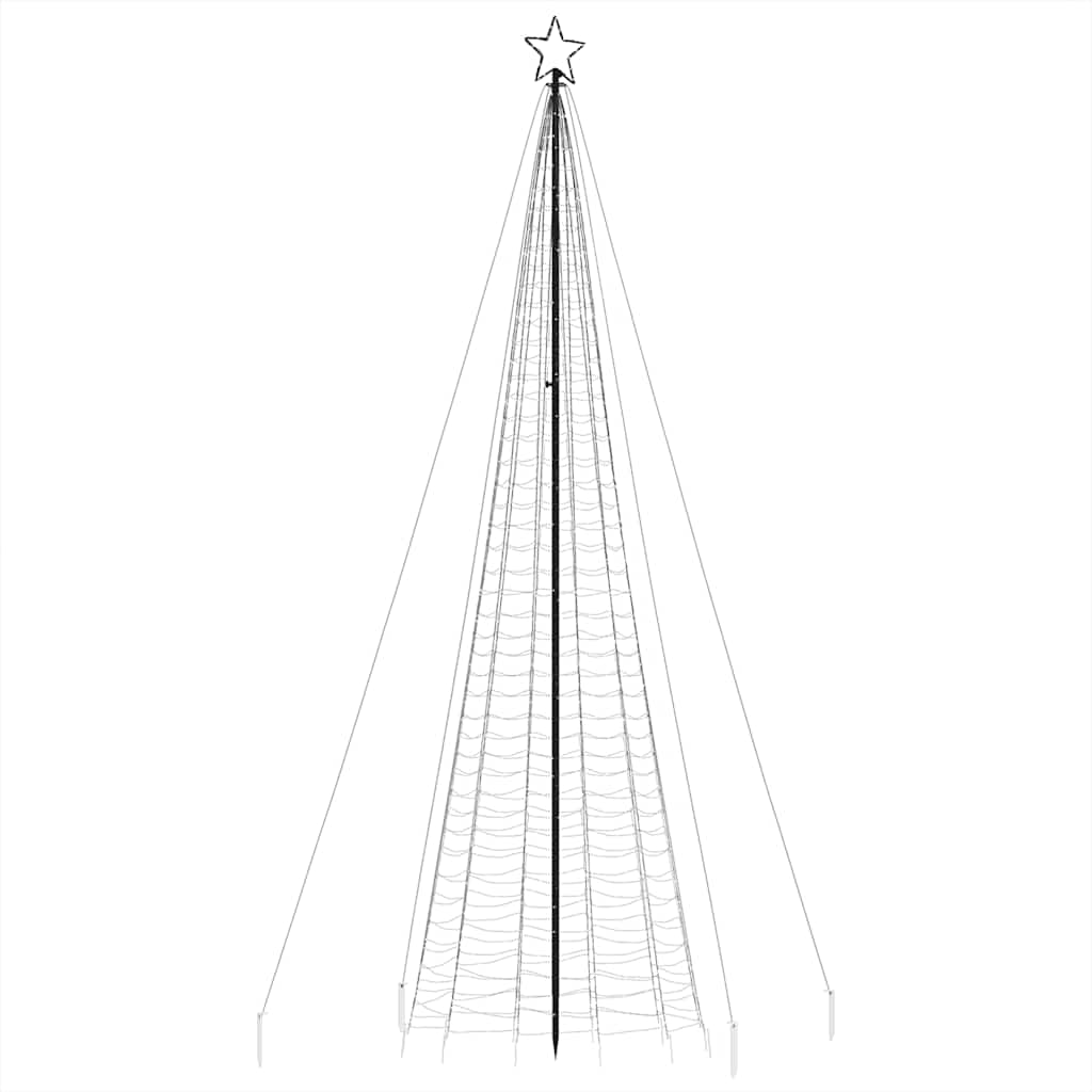 vidaXL Árbol de Navidad cono con estacas 1534 LEDs blanco cálido 500cm