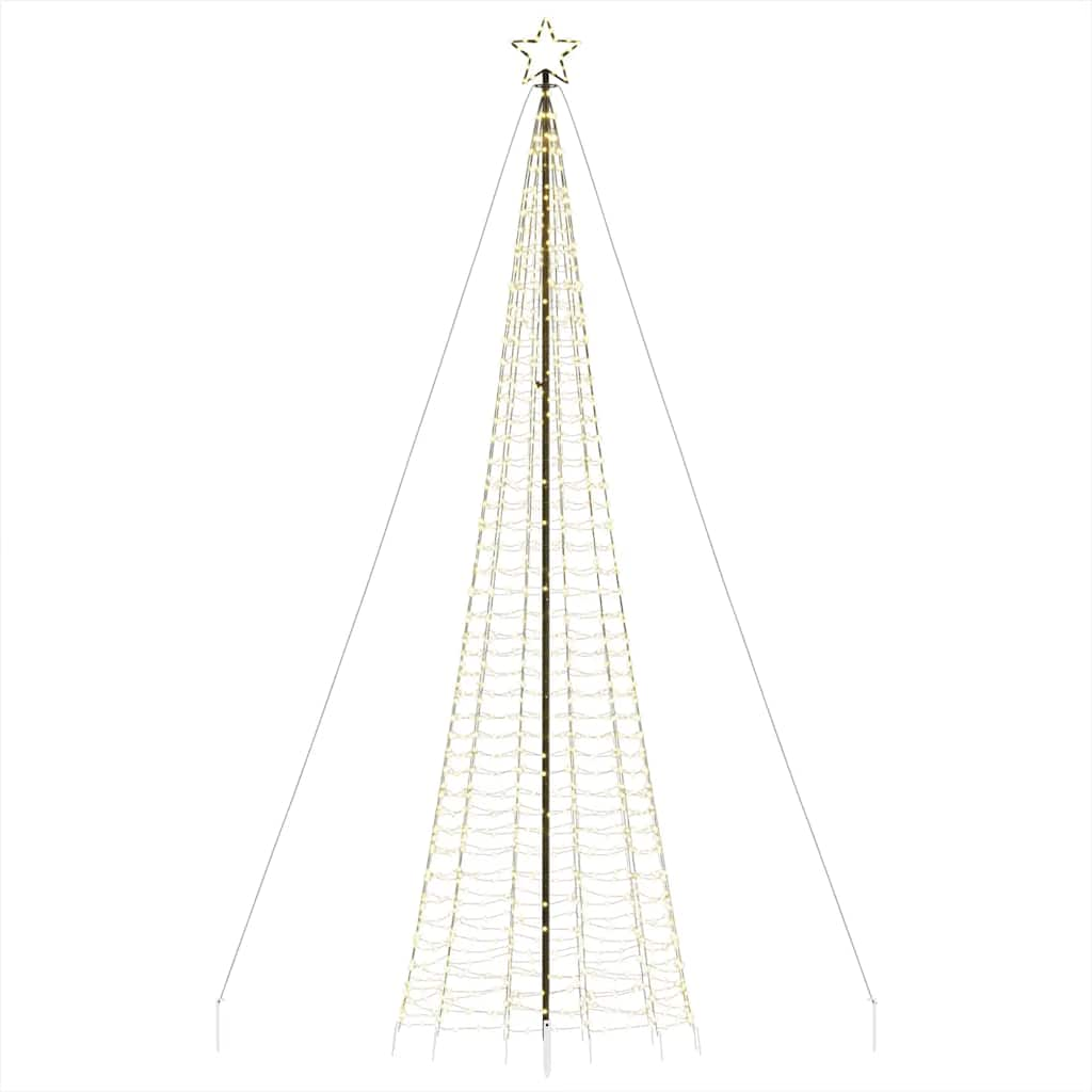 vidaXL Árbol de Navidad cono con estacas 1534 LEDs blanco cálido 500cm