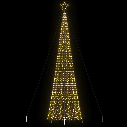 vidaXL Árbol de Navidad cono con estacas 1534 LEDs blanco cálido 500cm