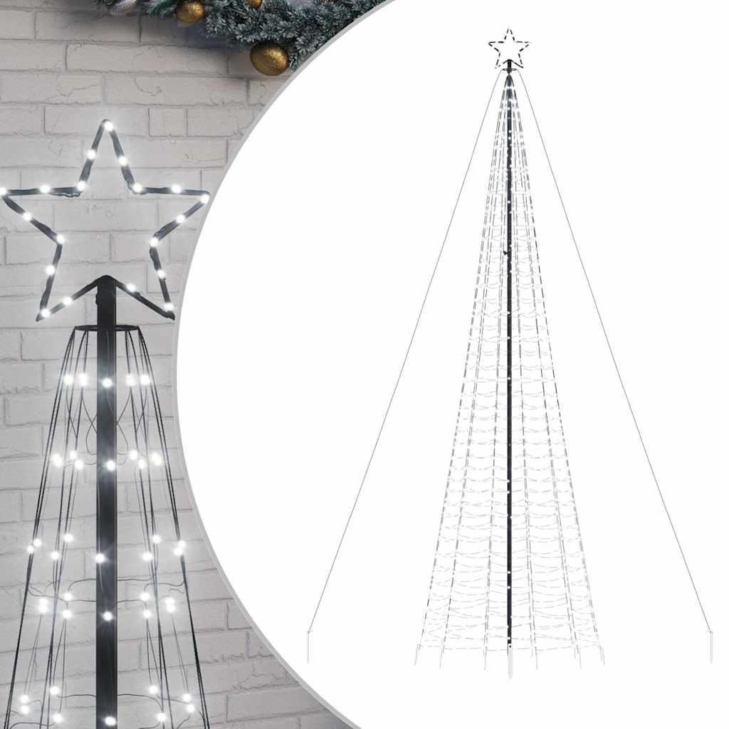 vidaXL Árbol de Navidad cono con estacas 1534 LEDs blanco frío 500 cm