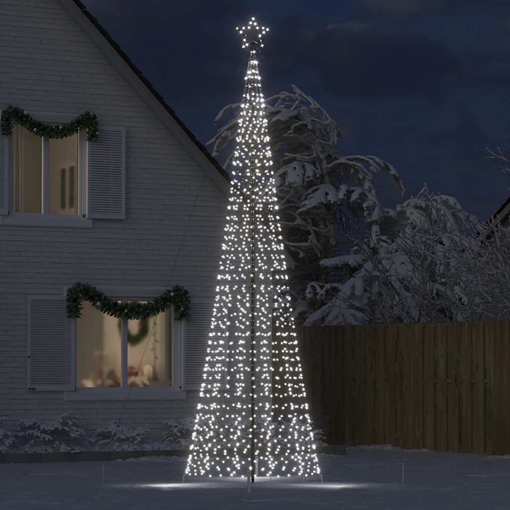 vidaXL Árbol de Navidad cono con estacas 1534 LEDs blanco frío 500 cm