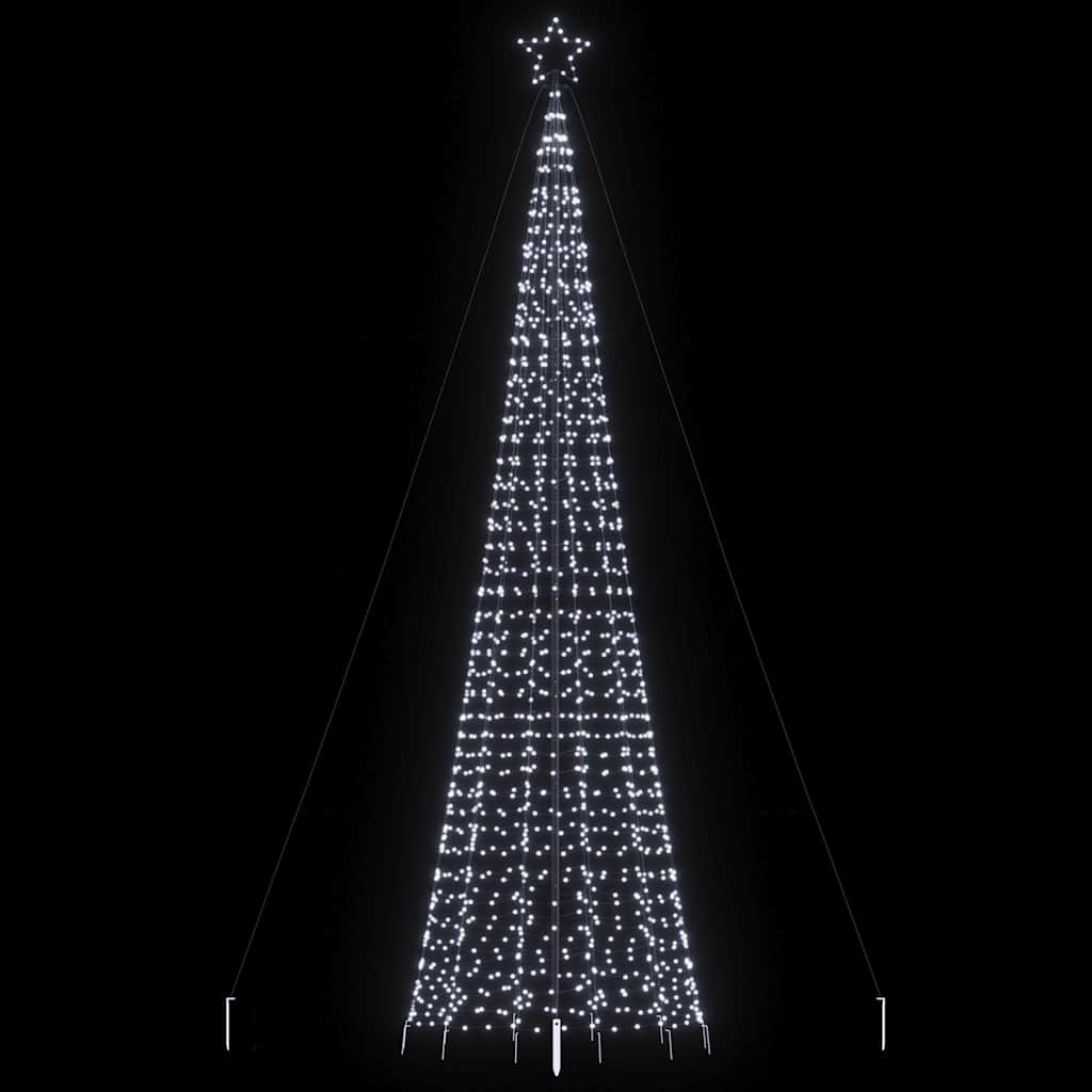 vidaXL Árbol de Navidad cono con estacas 1534 LEDs blanco frío 500 cm