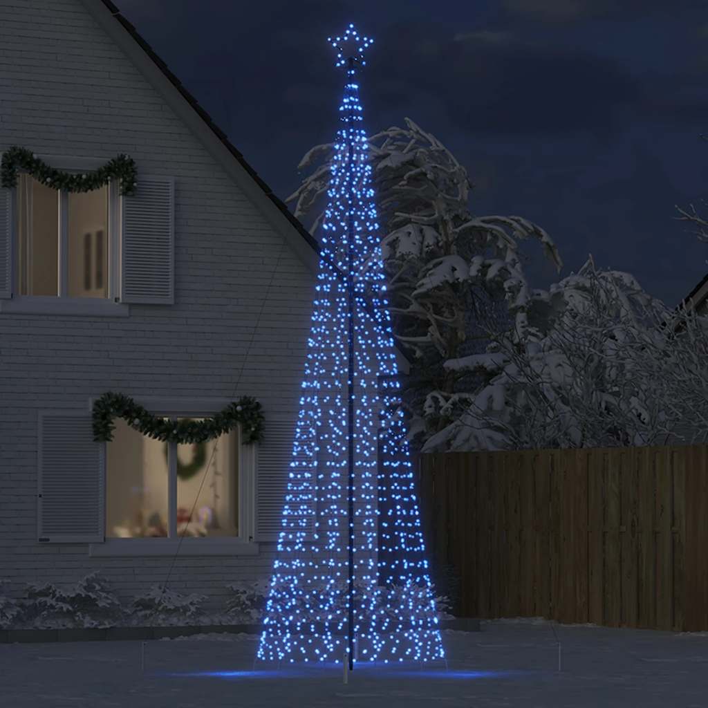 vidaXL Árbol de Navidad cono con estacas 1534 LEDs azul 500 cm