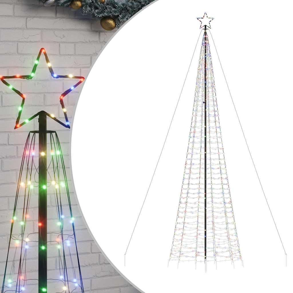 vidaXL Árbol de Navidad cono con estacas 1534 LEDs colores 500 cm