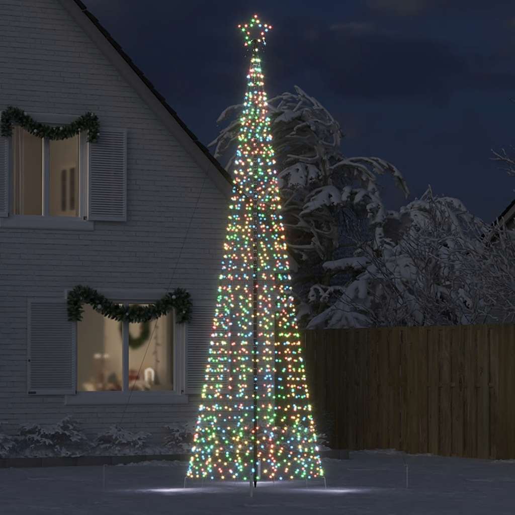 vidaXL Árbol de Navidad cono con estacas 1534 LEDs colores 500 cm