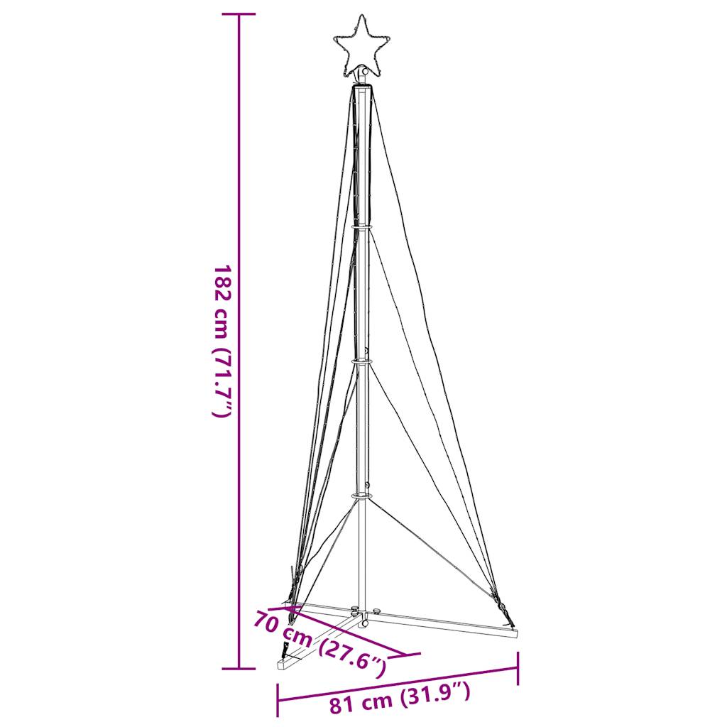 vidaXL Luces para árbol de Navidad 363 LED azul 182 cm