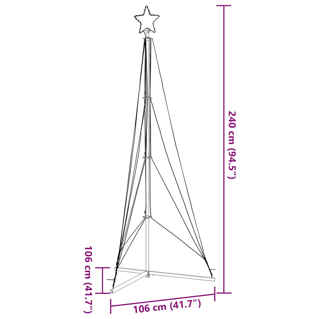 vidaXL Luces para árbol de Navidad 483 LEDs de colores 240 cm