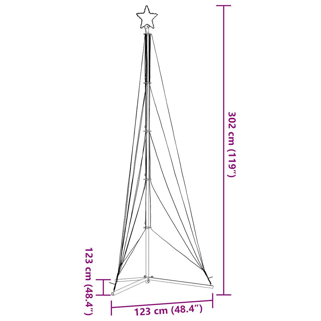 vidaXL Luces para árbol de Navidad 525 LEDs blanco cálido 302 cm