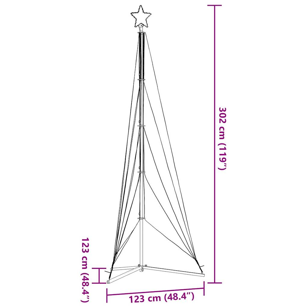 vidaXL Luces para árbol de Navidad 525 LEDs blanco frío 302 cm