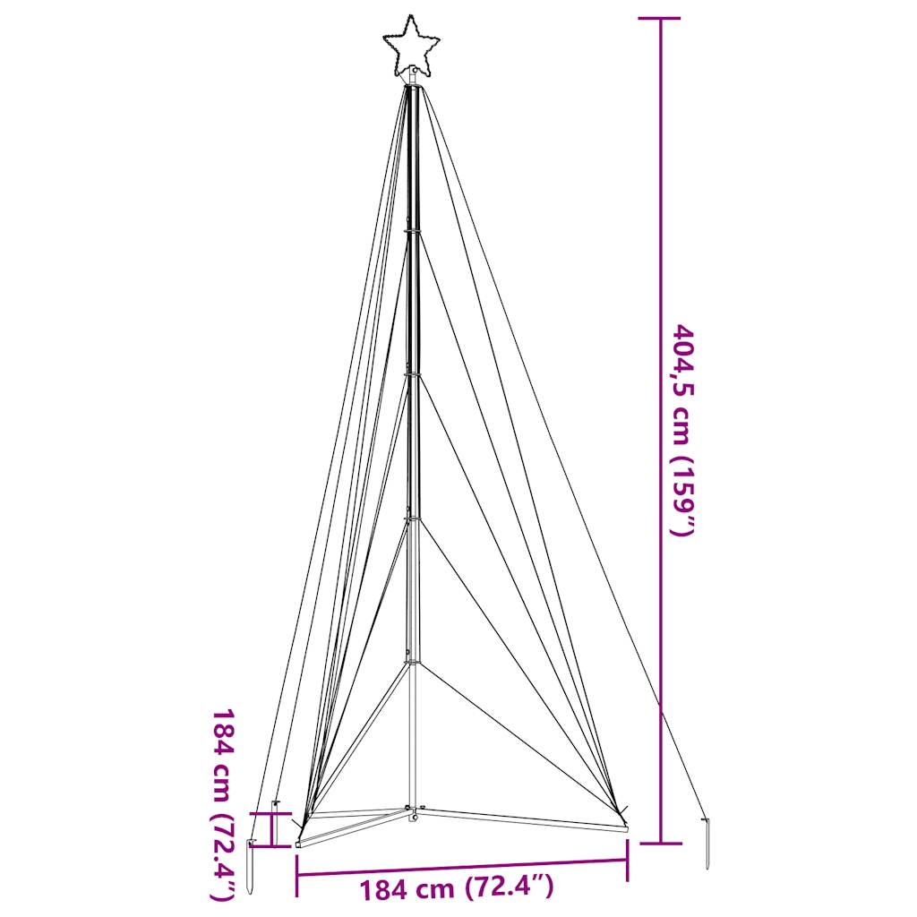 vidaXL Luces para árbol de Navidad 615 LED azul 404,5 cm