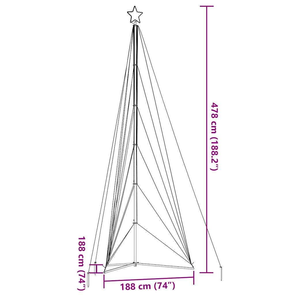 vidaXL Luces para árbol de Navidad 861 LEDs blanco cálido 478 cm